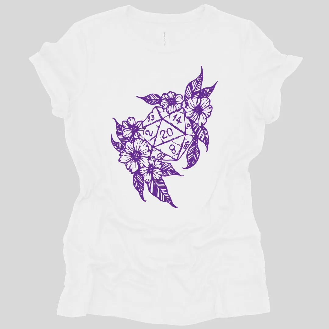 Printify T-Shirt White / S D&D D20 Dice Flower Women's T-shirt