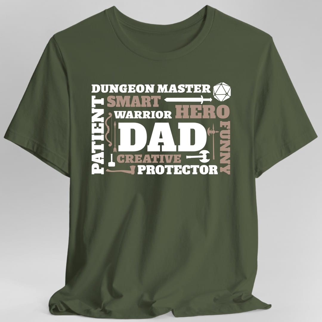 Printify T-Shirt Military Green / S D&D Dad Dungeon Master Shirt
