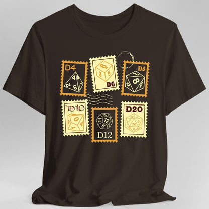 Printify T-Shirt Dark Chocolate / S D&D Dice Stamps T-Shirt