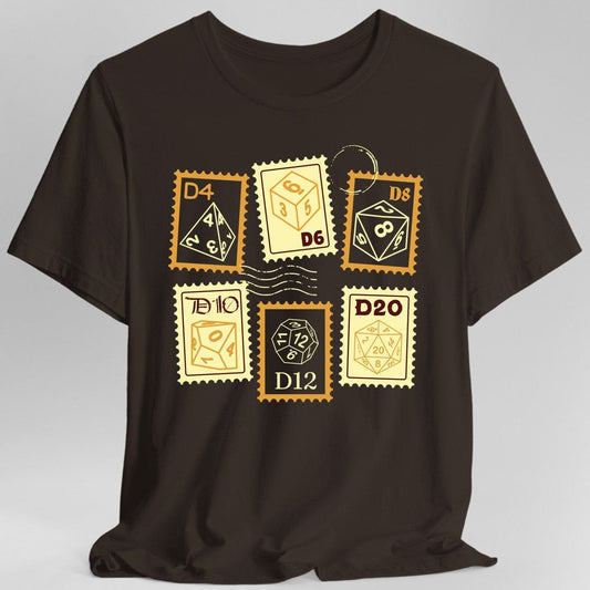 Printify T-Shirt Dark Chocolate / S D&D Dice Stamps T-Shirt