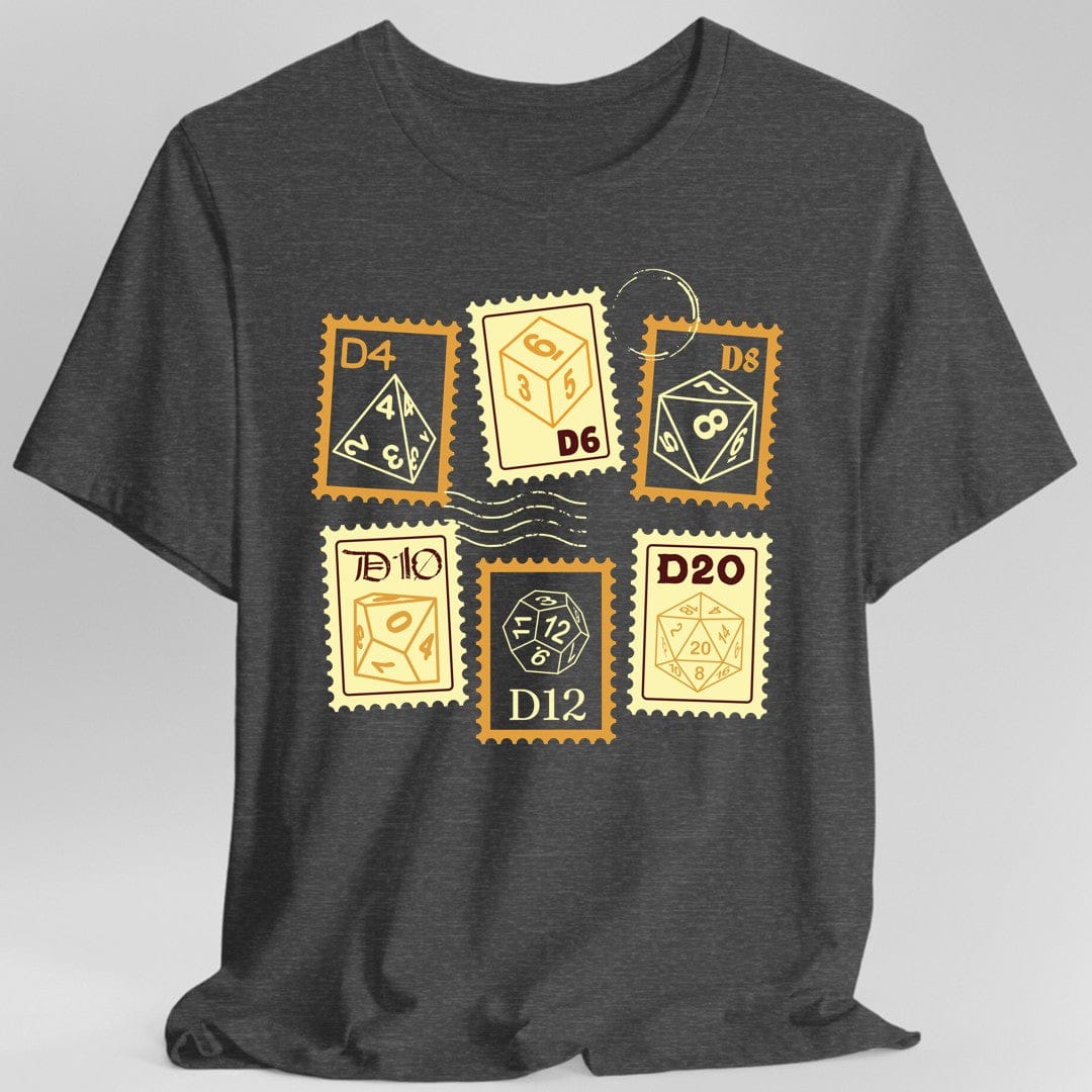 Printify T-Shirt Dark Heather / S D&D Dice Stamps T-Shirt