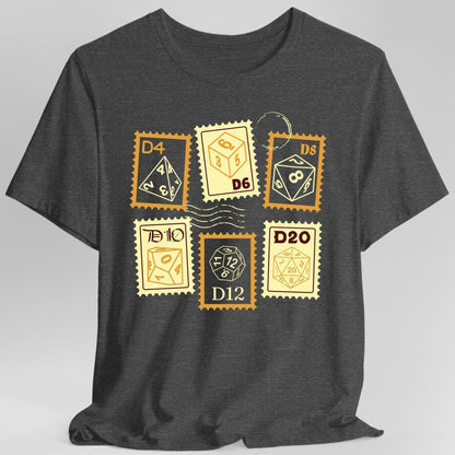 Printify T-Shirt Dark Heather / S D&D Dice Stamps T-Shirt