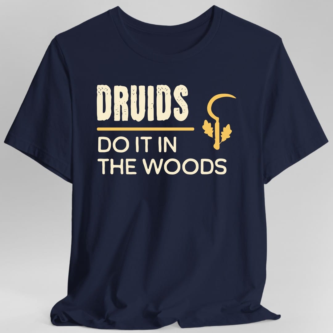 The same Druids Do It design, on a navy t-shirt.