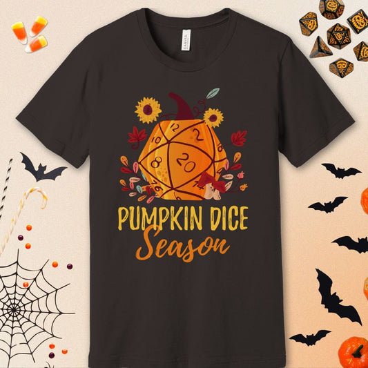 Printify T-Shirt D&D Fall D20 Pumpkin Dice Season T-Shirt