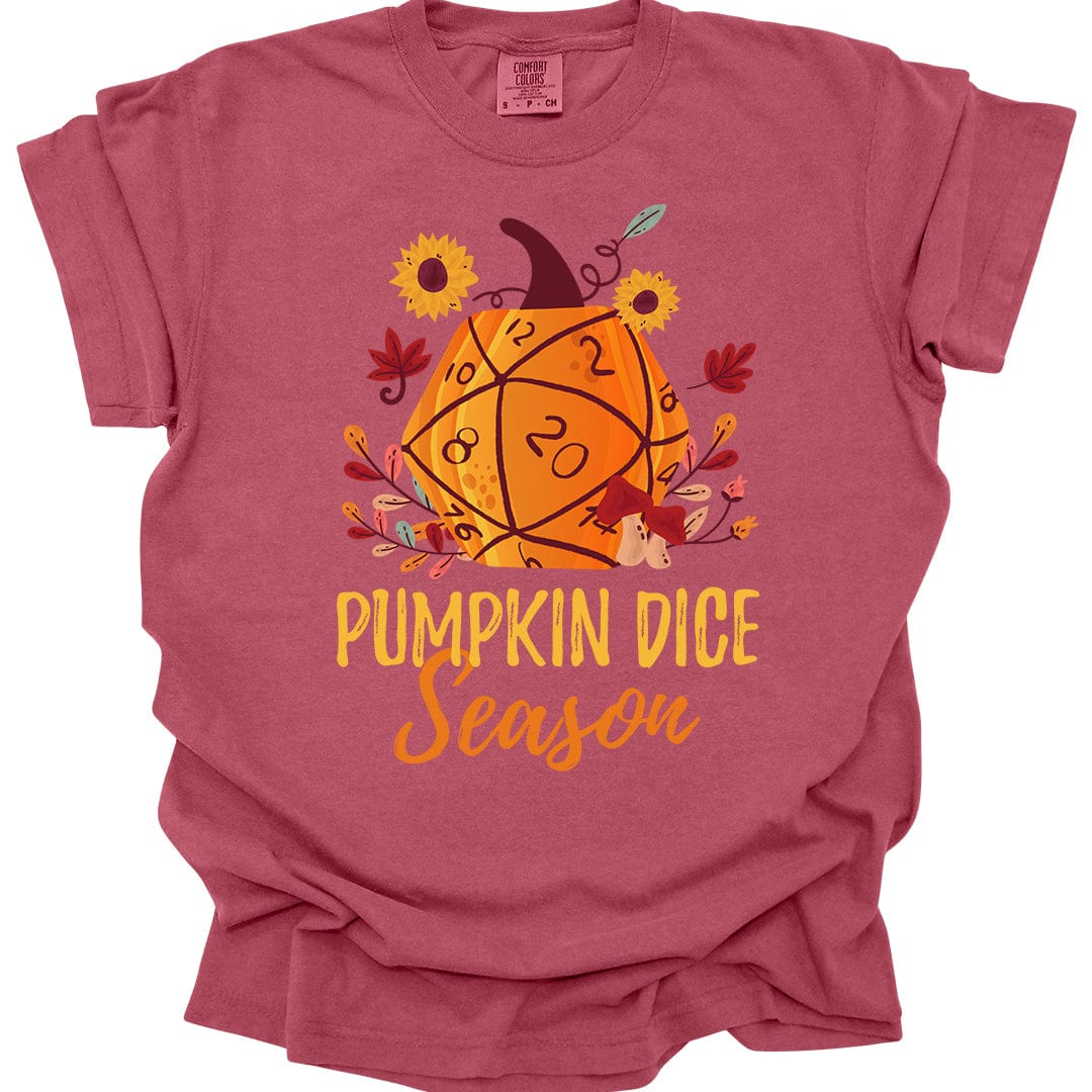Printify T-Shirt Crimson / S D&D Fall D20 Pumpkin Dice Season T-Shirt - Comfort Colors