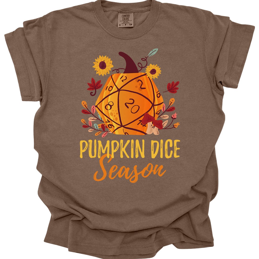Printify T-Shirt Espresso / S D&D Fall D20 Pumpkin Dice Season T-Shirt - Comfort Colors