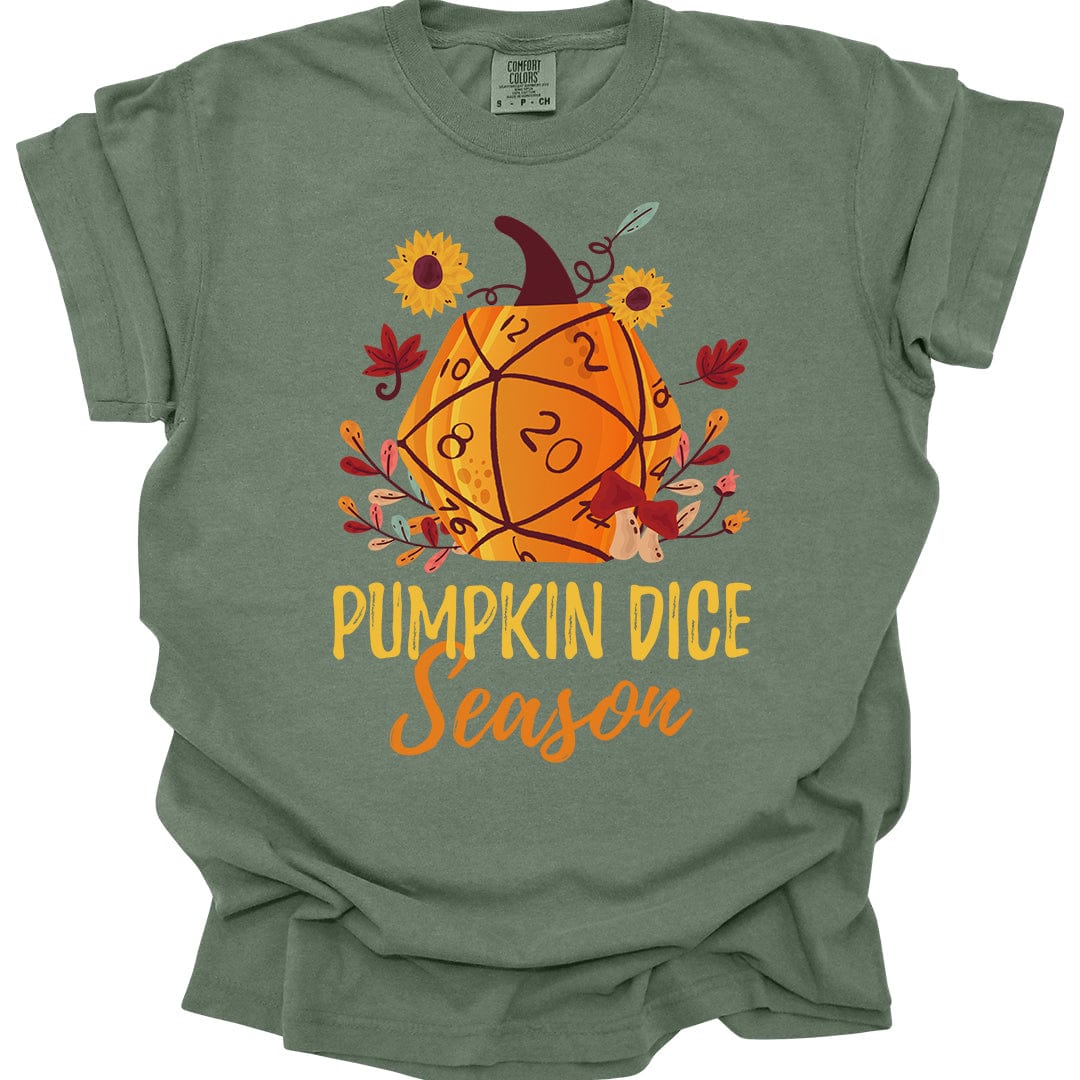 Printify T-Shirt Moss / S D&D Fall D20 Pumpkin Dice Season T-Shirt - Comfort Colors