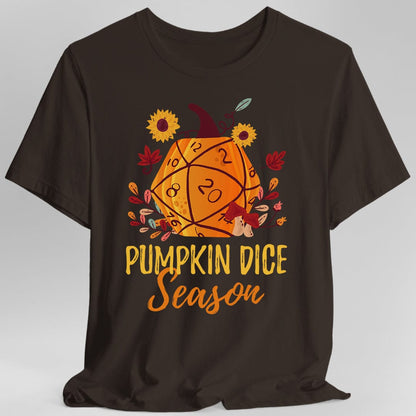 Printify T-Shirt Dark Chocolate / S D&D Fall D20 Pumpkin Dice Season T-Shirt