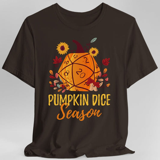 Printify T-Shirt Dark Chocolate / S D&D Fall D20 Pumpkin Dice Season T-Shirt