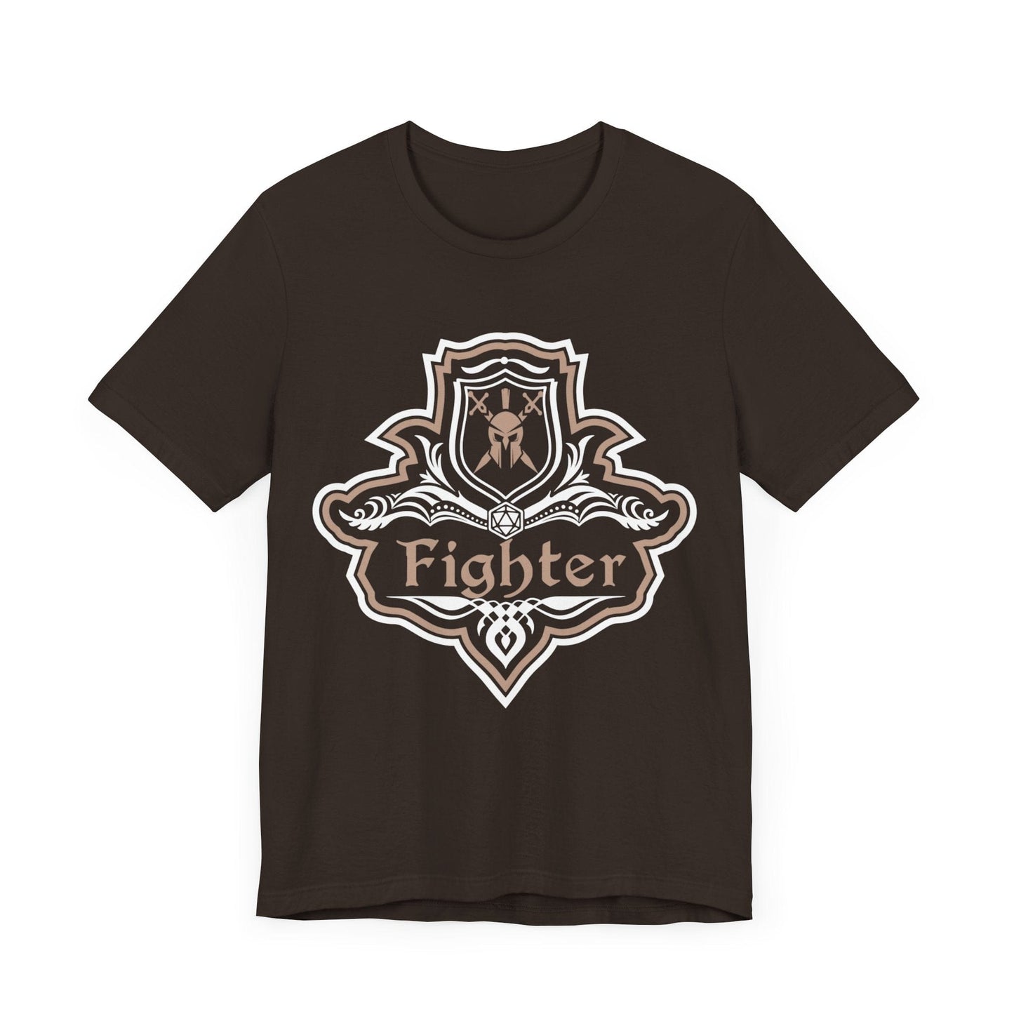 Printify T-Shirt Brown / S D&D Fighter Class Fancy Emblem T-Shirt