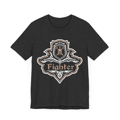 Printify T-Shirt Dark Grey Heather / S D&D Fighter Class Fancy Emblem T-Shirt