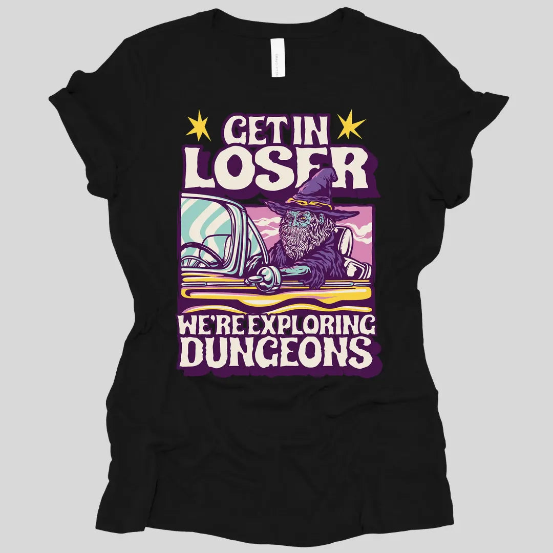 Printify T-Shirt Black / S D&D Get In Loser Women's T-shirt