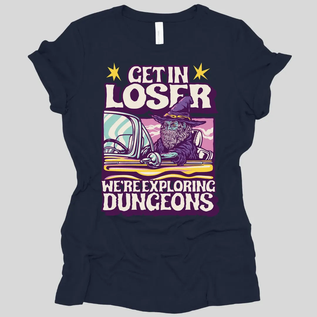 Printify T-Shirt Navy / S D&D Get In Loser Women's T-shirt