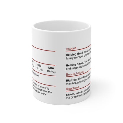 Printify Mug 11oz D&D Grandma Stat Block Mug