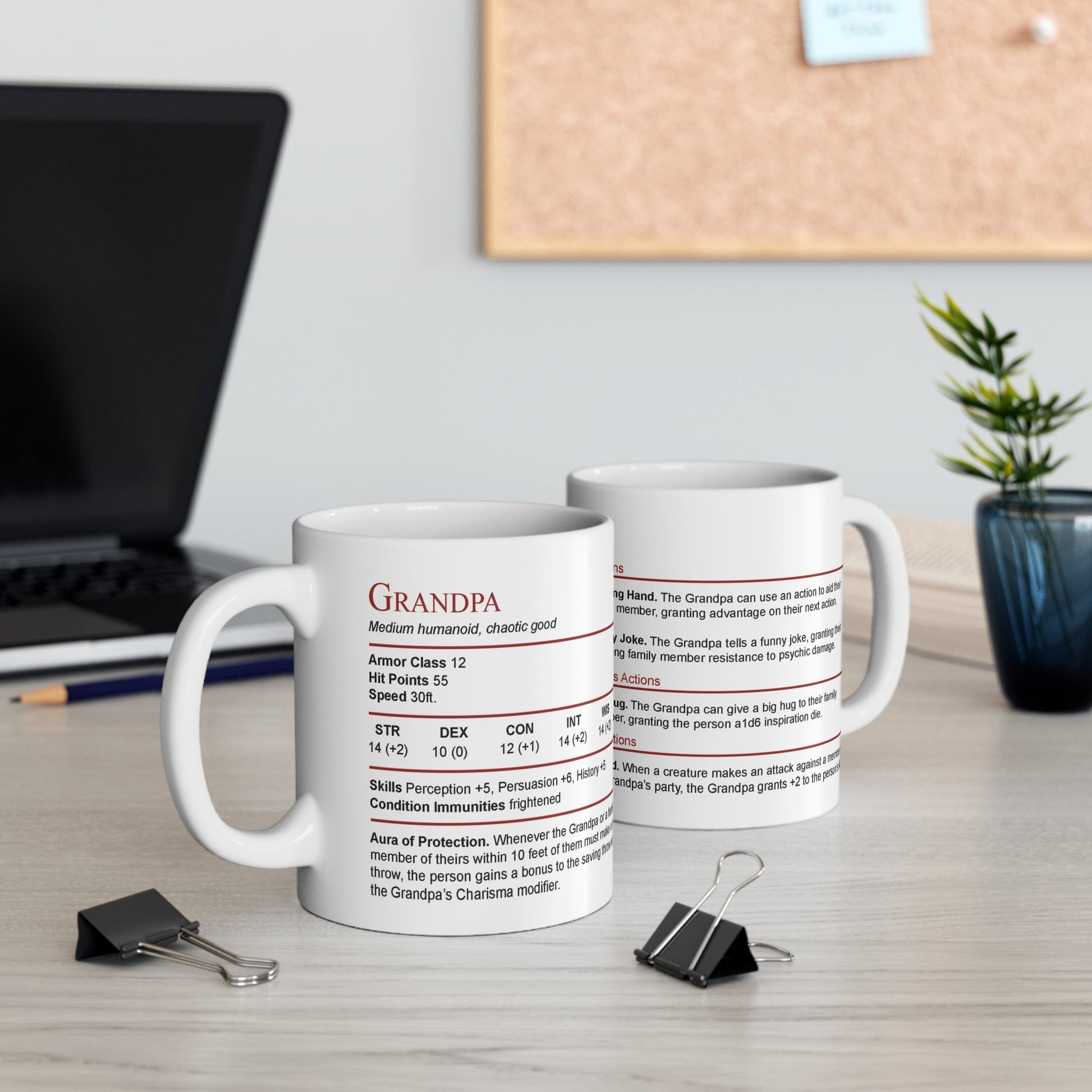 Printify Mug 11oz D&D Grandpa Stat Block Mug
