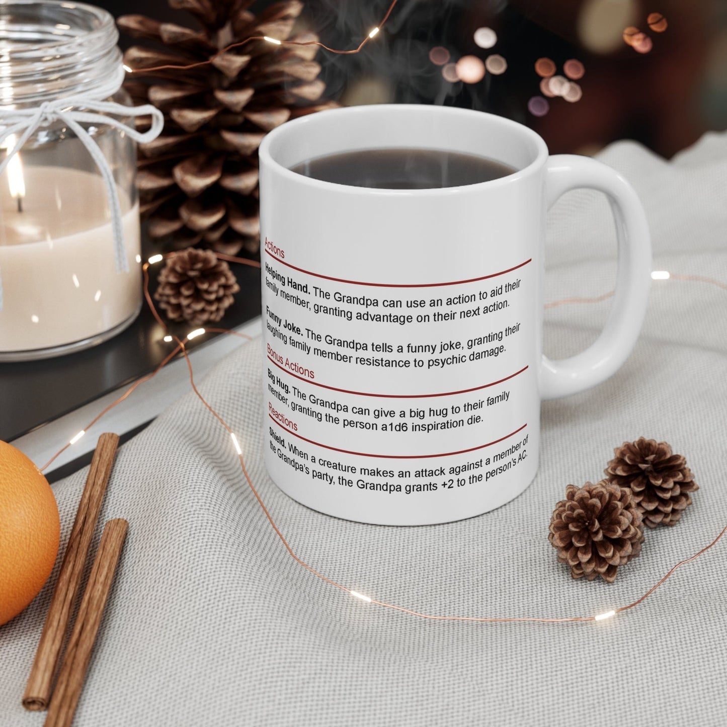Printify Mug 11oz D&D Grandpa Stat Block Mug