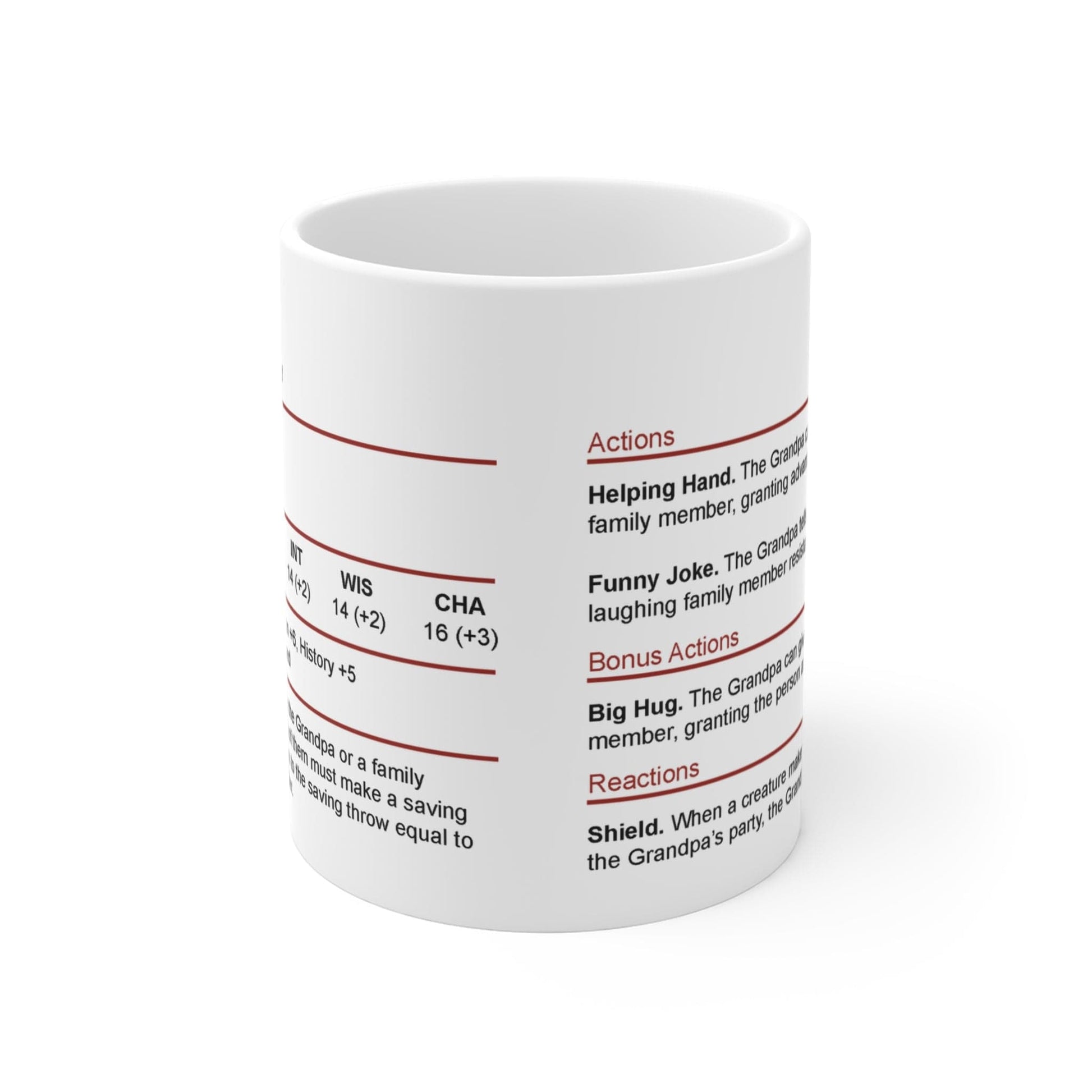 Printify Mug 11oz D&D Grandpa Stat Block Mug