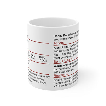 Printify Mug 11oz D&D Husband Stat Block Mug