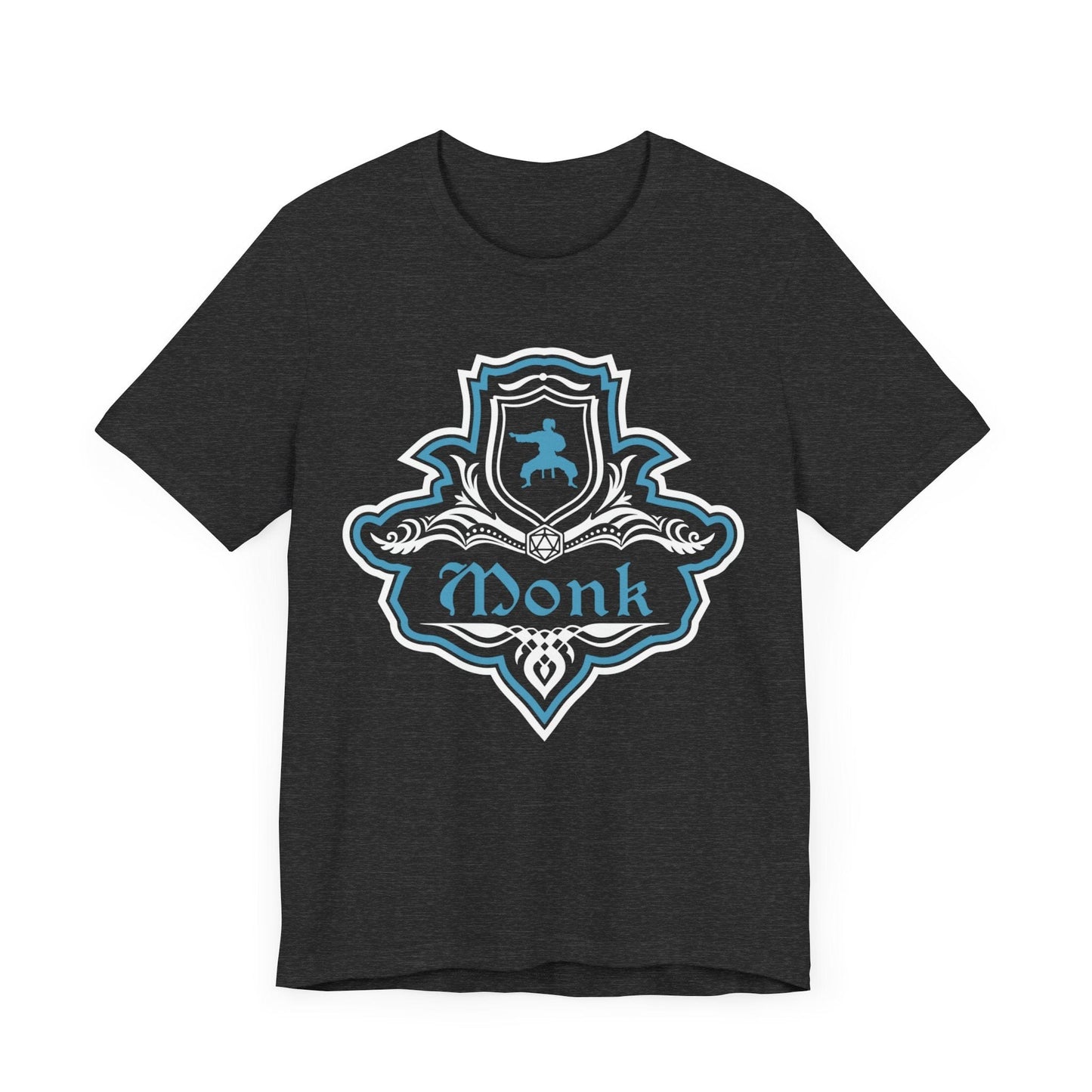 Printify T-Shirt Dark Grey Heather / S D&D Monk Fancy Emblem T-Shirt