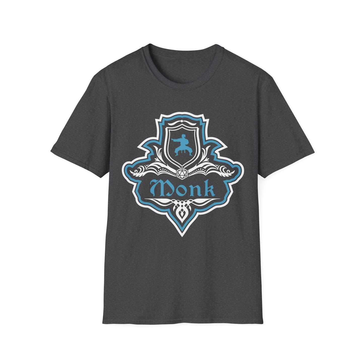 Printify T-Shirt Dark Heather / S D&D Monk Fancy Emblem T-Shirt