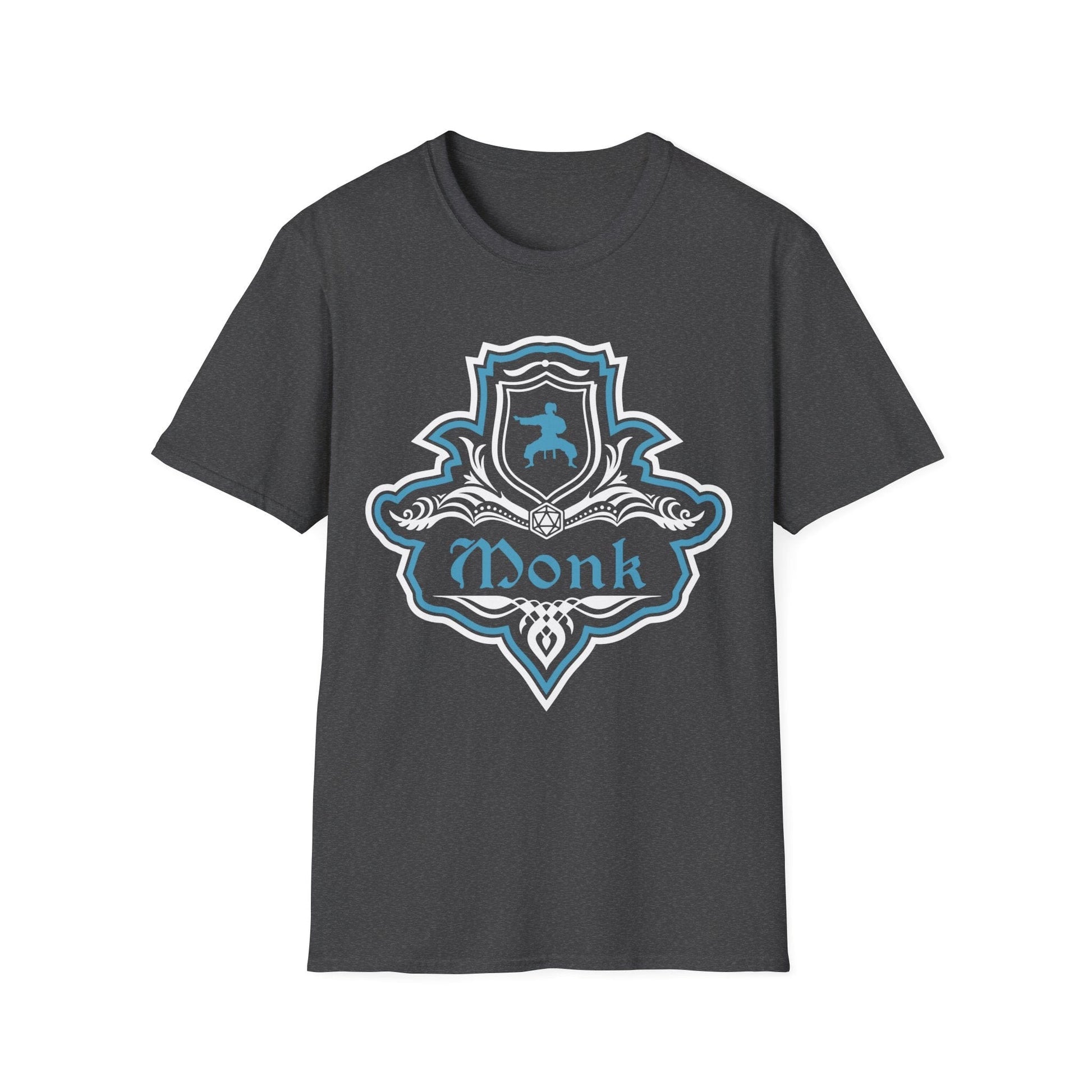 Printify T-Shirt Dark Heather / S D&D Monk Fancy Emblem T-Shirt