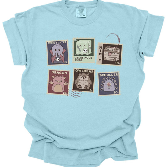 Printify T-Shirt Chambray / S D&D Monster Stamp T-Shirt - Comfort Colors