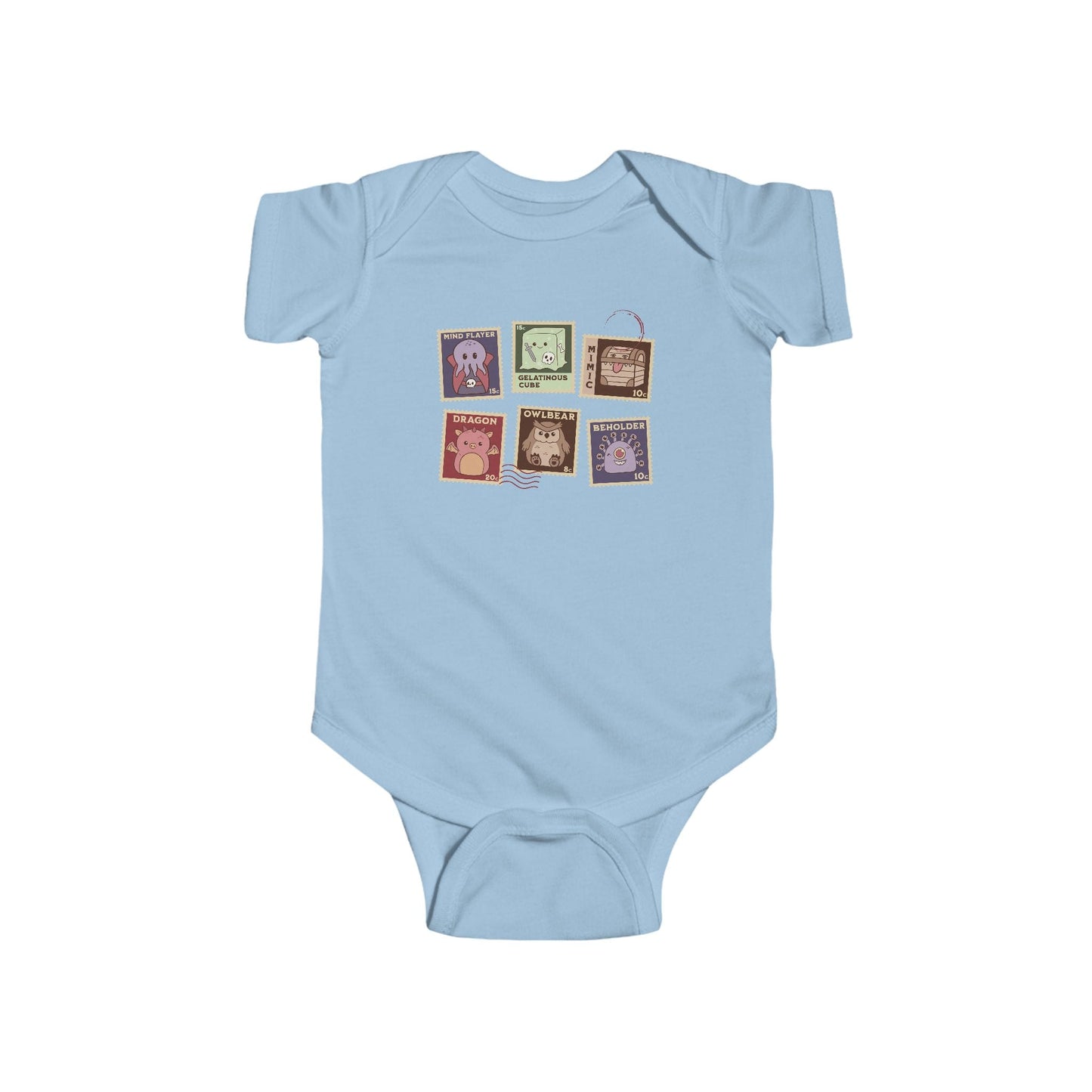 Printify Kids clothes Light Blue / NB (0-3M) D&D Monster Stamps Baby Bodysuit