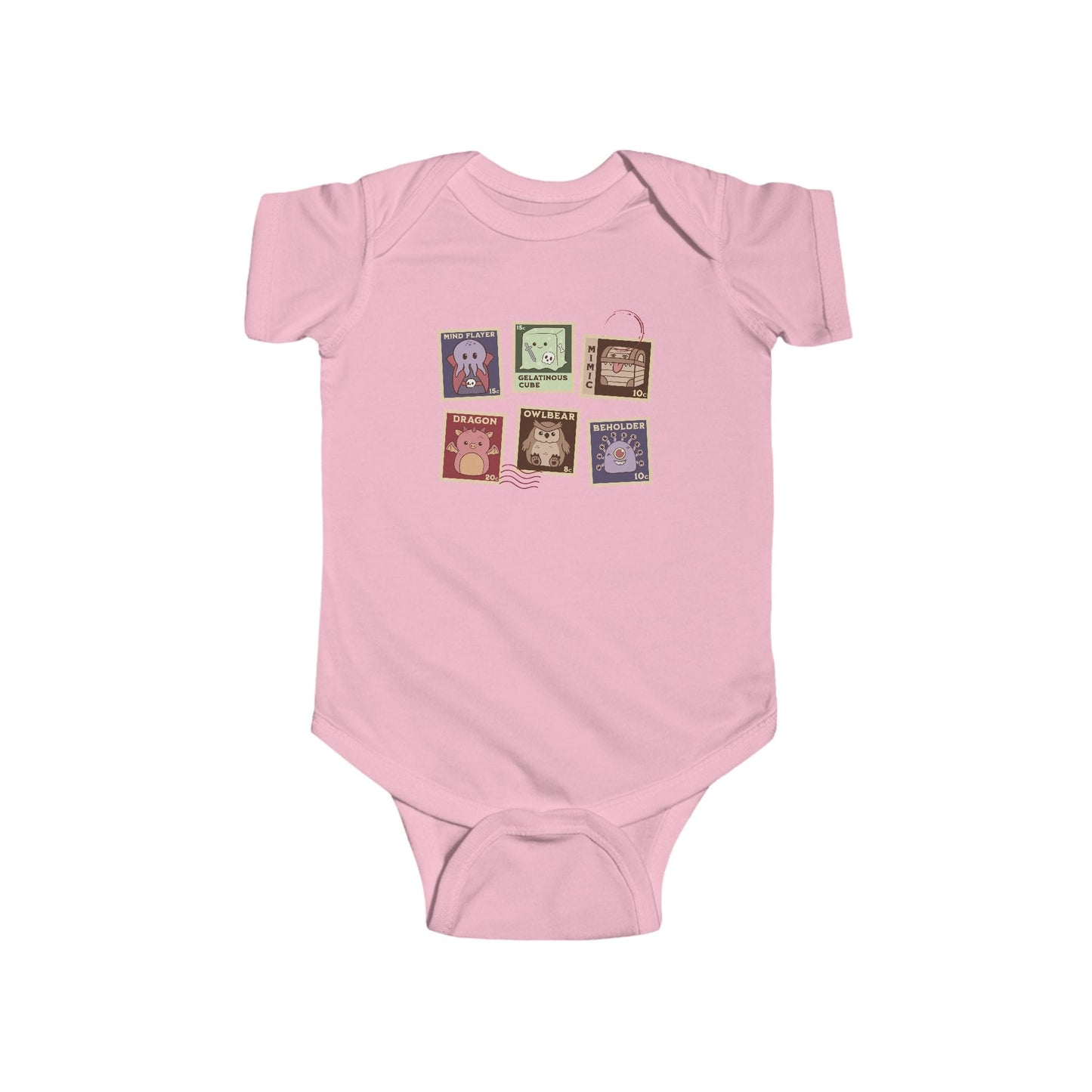 Printify Kids clothes Pink / NB (0-3M) D&D Monster Stamps Baby Bodysuit