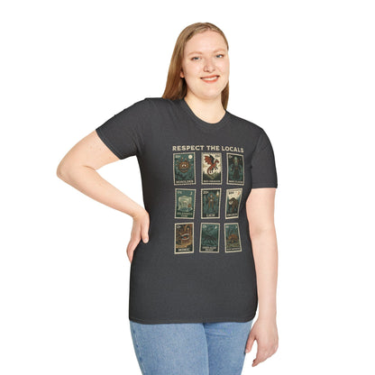 Printify T-Shirt D&D Monsters Respect the Locals Stamp T-Shirt