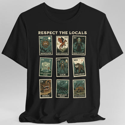 Printify T-Shirt Black / S D&D Monsters Respect the Locals Stamp T-Shirt