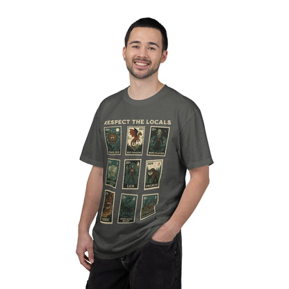 Printify T-Shirt D&D Monsters Respect the Locals Stamp T-Shirt - Comfort Colors