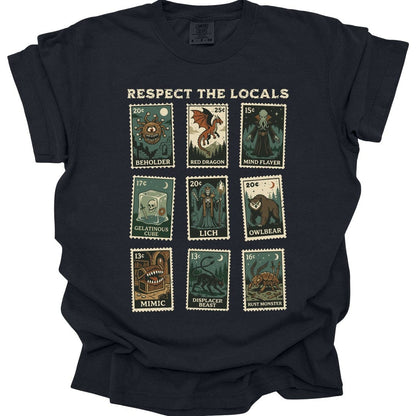 Printify T-Shirt Black / S D&D Monsters Respect the Locals Stamp T-Shirt - Comfort Colors