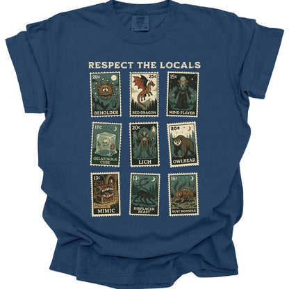 Printify T-Shirt True Navy / S D&D Monsters Respect the Locals Stamp T-Shirt - Comfort Colors