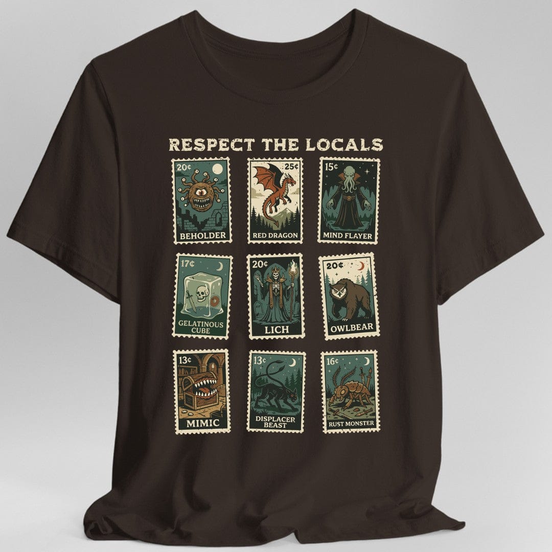 Printify T-Shirt Dark Chocolate / S D&D Monsters Respect the Locals Stamp T-Shirt