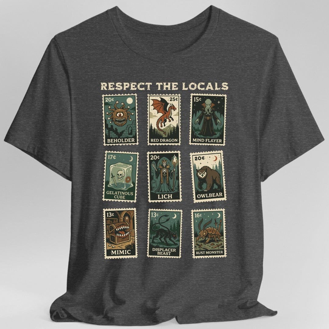 Printify T-Shirt Dark Heather / S D&D Monsters Respect the Locals Stamp T-Shirt