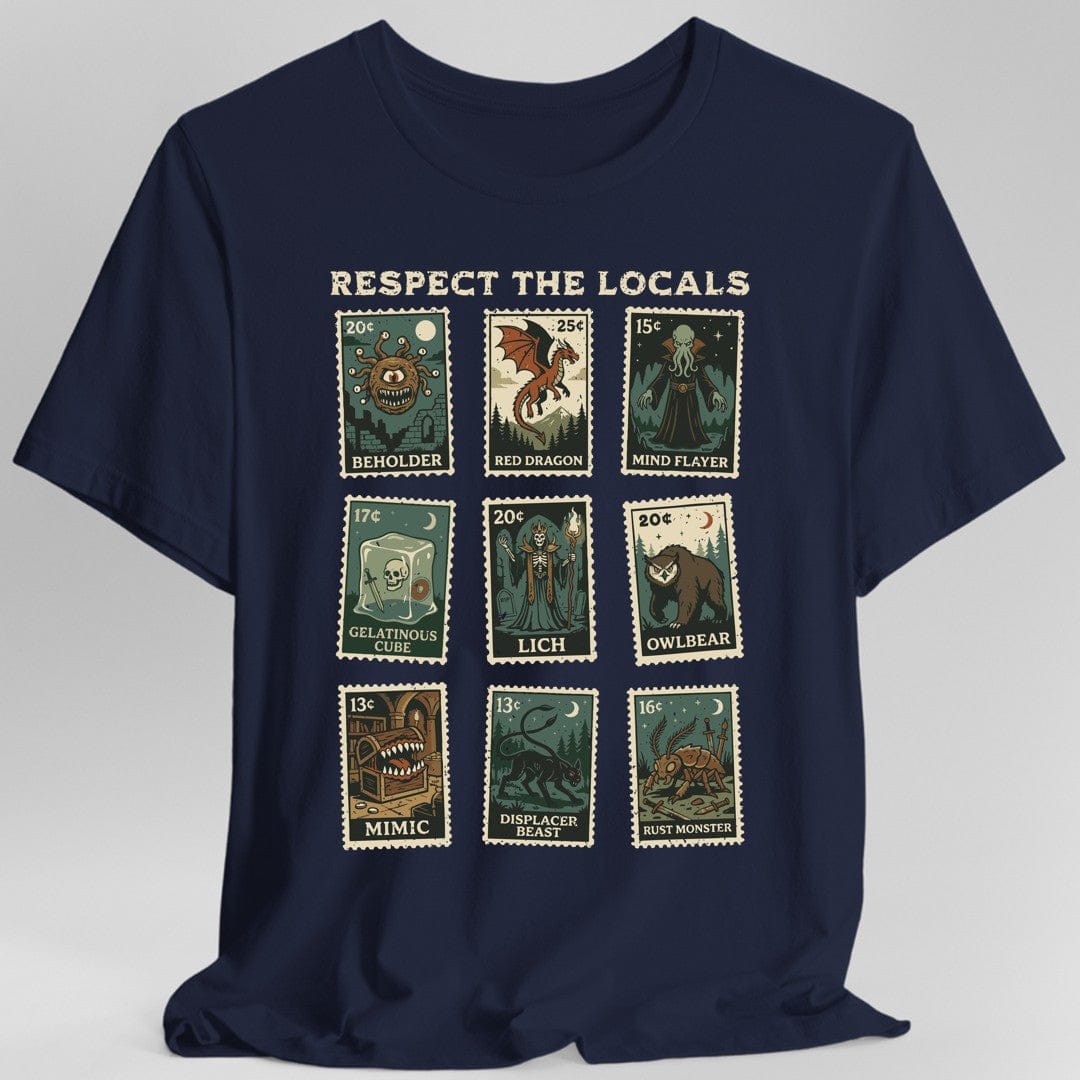 Printify T-Shirt Navy / S D&D Monsters Respect the Locals Stamp T-Shirt