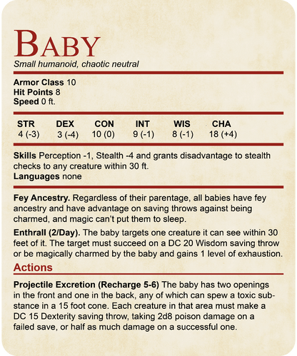 Printify Kids clothes D&D Onesie Baby Stat Block