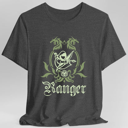 The same Ranger class emblem design, on a dark heather t-shirt.