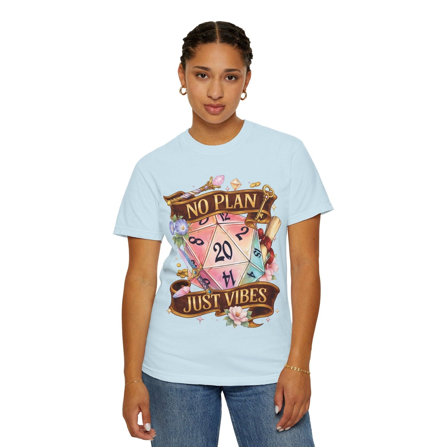 Printify T-Shirt D&D Shirt No Plan Just Vibes - Comfort Colors