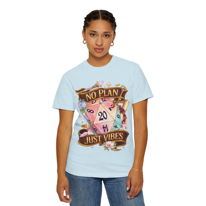 Printify T-Shirt D&D Shirt No Plan Just Vibes - Comfort Colors