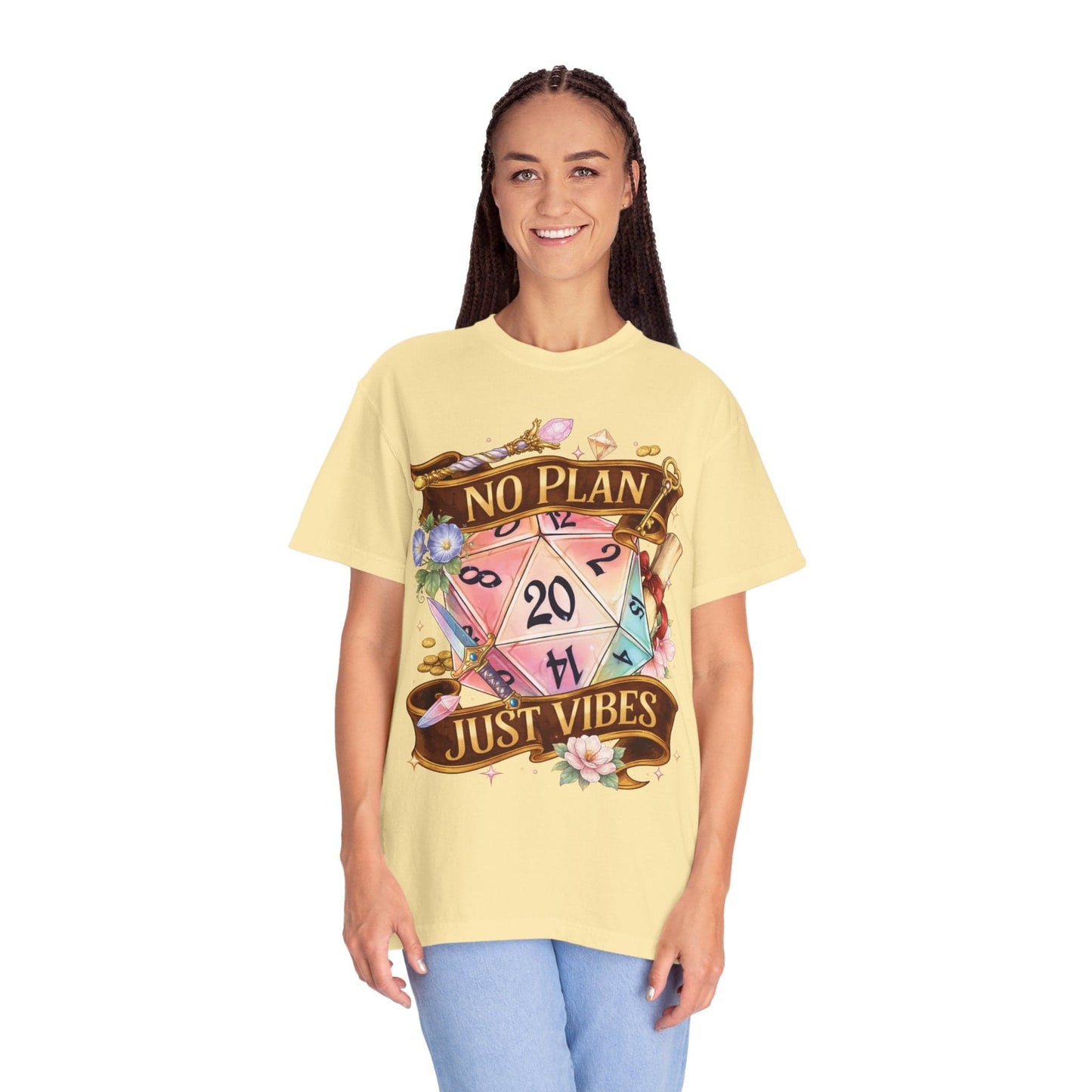 Printify T-Shirt D&D Shirt No Plan Just Vibes - Comfort Colors