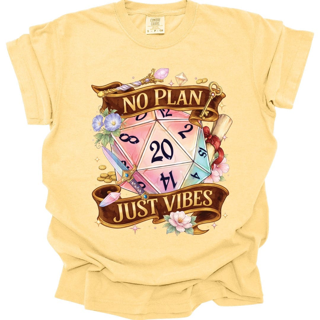 Printify T-Shirt Banana / S D&D Shirt No Plan Just Vibes - Comfort Colors