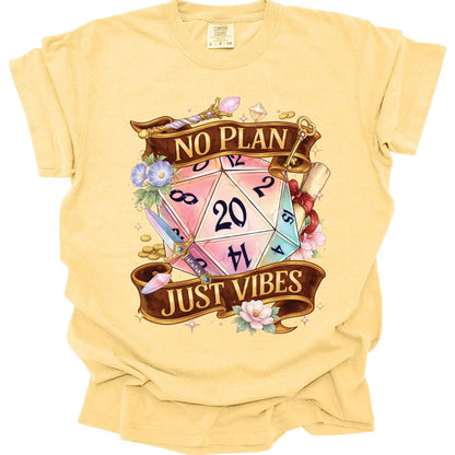Printify T-Shirt Banana / S D&D Shirt No Plan Just Vibes - Comfort Colors