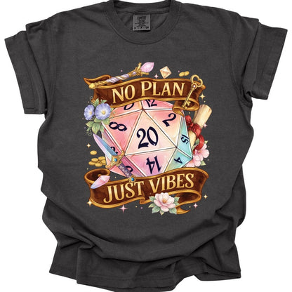 Printify T-Shirt Pepper / S D&D Shirt No Plan Just Vibes - Comfort Colors