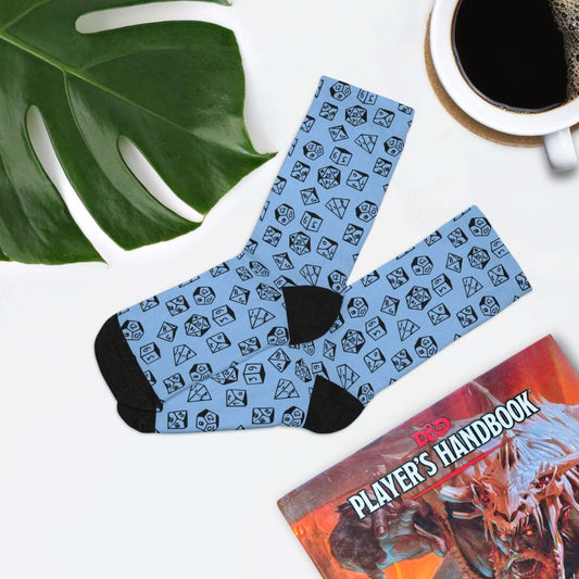 Printify All Over Prints One size D&D Socks with Dice Pattern Blue