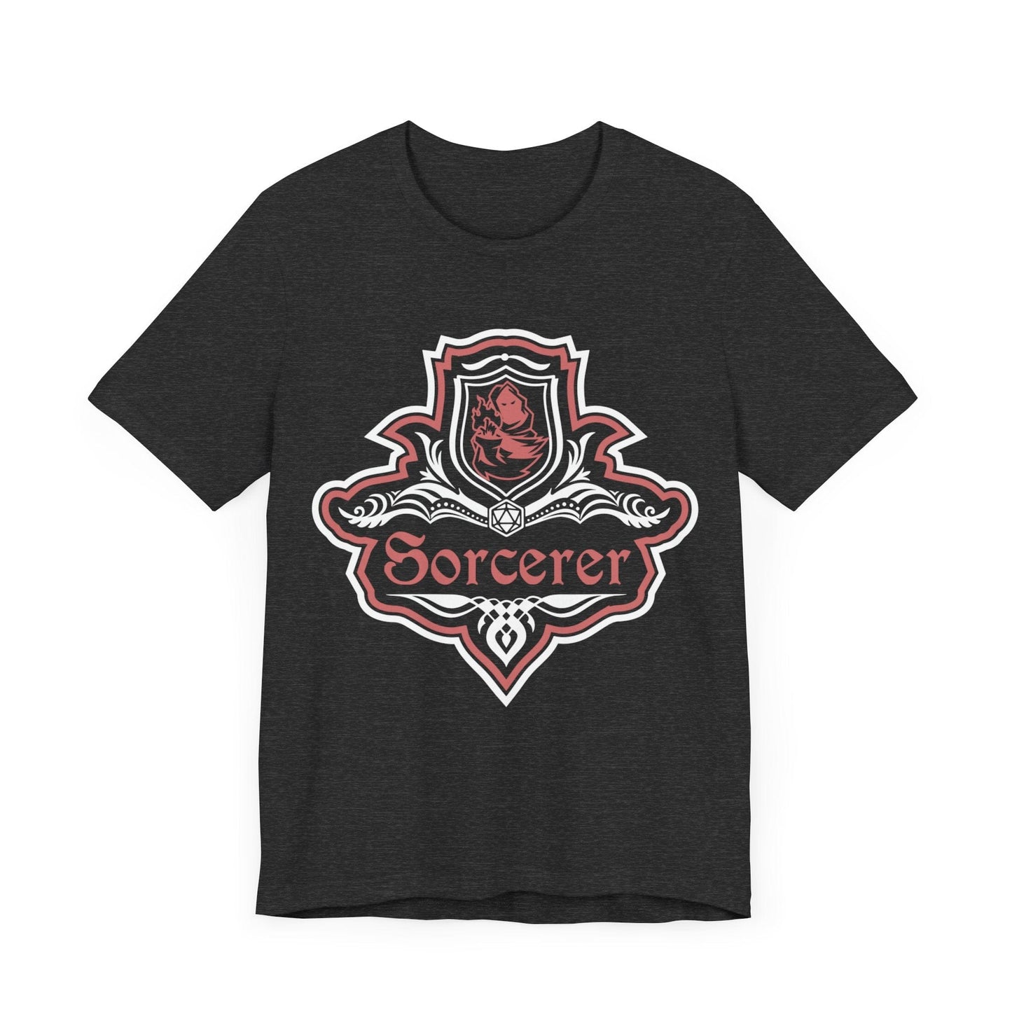 Printify T-Shirt Dark Grey Heather / S D&D Sorcerer Class Fancy Emblem T-Shirt