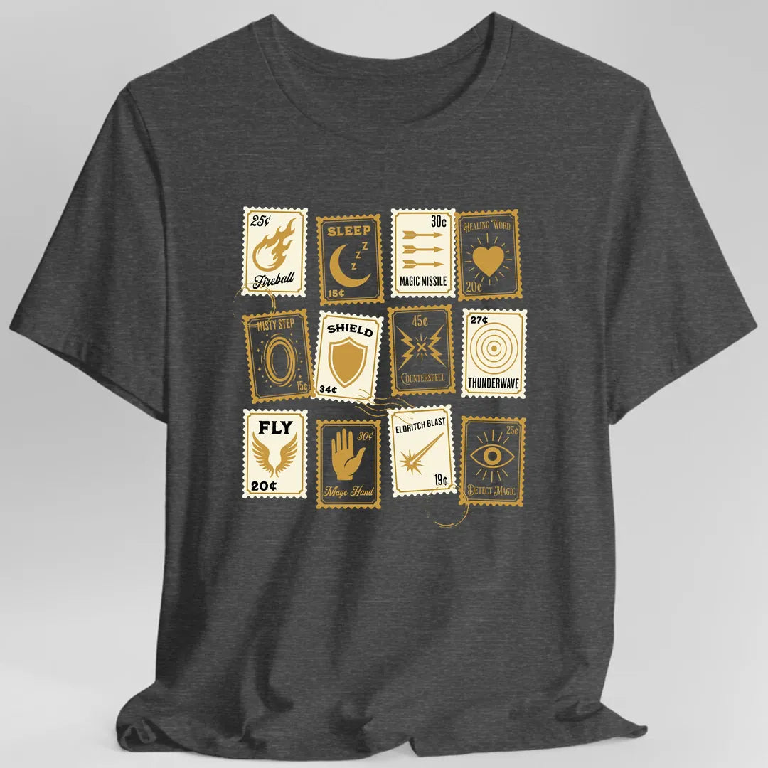Printify T-Shirt Dark Heather / S D&D Spells Stamps T-Shirt