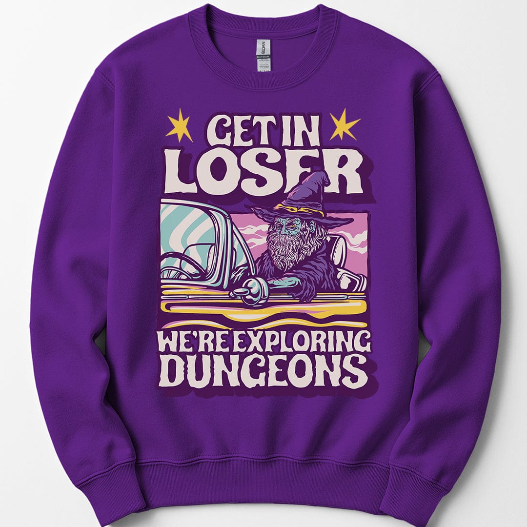 Printify Sweatshirt Purple / S D&D Sweatshirt - Get In Loser
