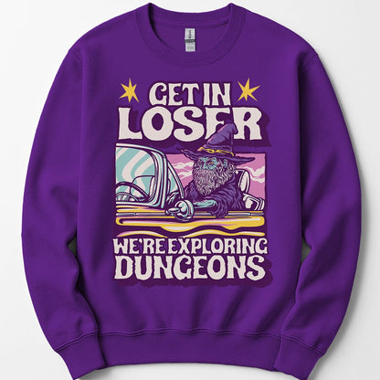 Printify Sweatshirt Purple / S D&D Sweatshirt - Get In Loser