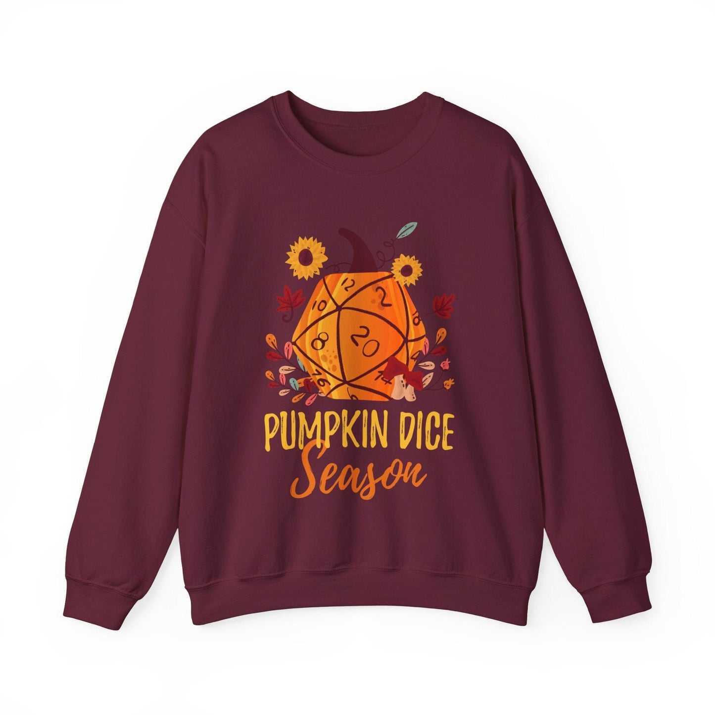 Printify Sweatshirt S / Maroon D&D Sweatshirt Pumpkin Dice Season